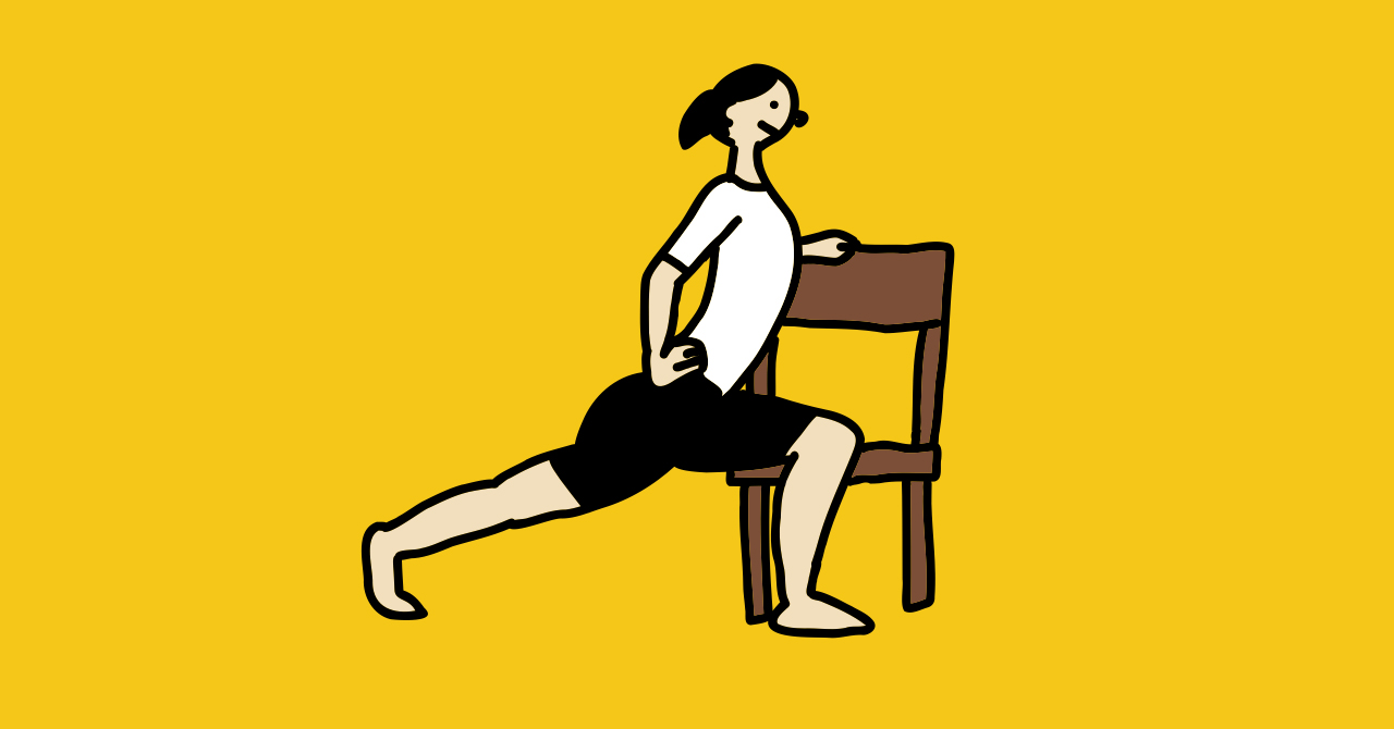椅子を使ったストレッチのイラスト